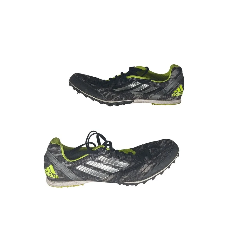 Adidas Adizero XC Spikes Mens 9 Grey Black Neon‎ Yellow Cross Country Racing